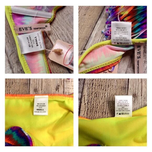 Eve's Temptation Psychedelic Fringed Push Up Bikini Swimsuit SMALL NEW Hyperpop - Picture 4 of 15
